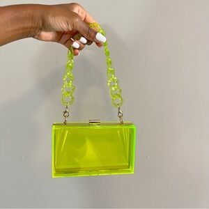 Translucent Green Evening Casual Clutch Gold Detail Acrylic Handbag